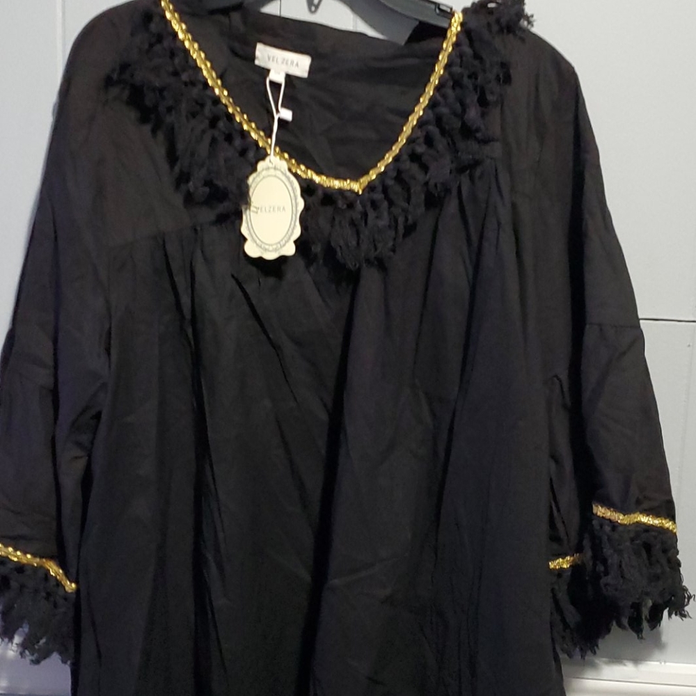 NWT TUNIC FRINGE GOLD TRIM Top/dress SZ 3XL